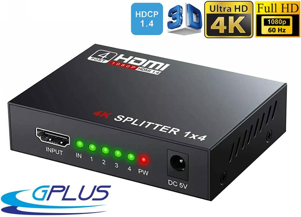 4 Port 4K UltraHD 2160p Metal Endüstriyel HDMI Splitter Çoklayıcı