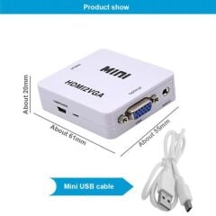 HDMI to VGA Mini Switch Dijital to Analog VGA Görüntü Çevirici Siyah