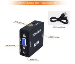 HDMI to VGA Mini Switch Dijital to Analog VGA Görüntü Çevirici Siyah