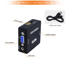 HDMI to VGA Mini Switch Dijital to Analog VGA Görüntü Çevirici Siyah