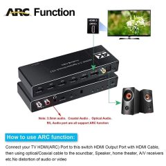 Gplus 4K422A  4 Giriş 1 Çıkış HDMI ARC Combo Switch Splitter