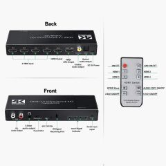 Gplus 4K422A  4 Giriş 1 Çıkış HDMI ARC Combo Switch Splitter