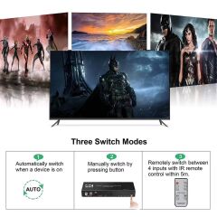 Gplus 4K422A  4 Giriş 1 Çıkış HDMI ARC Combo Switch Splitter