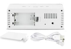 Gplus W561 Çift Alarmlı Dijital LED Termometreli Aynalı Alarmlı Masa Saati Beyaz