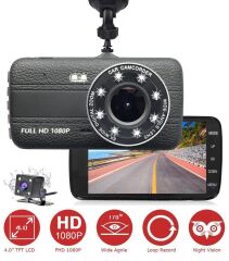 Novatek NT88D 4'' IPS Ekran 8 LED Işık Full HD Araçiçi Çift Kamera