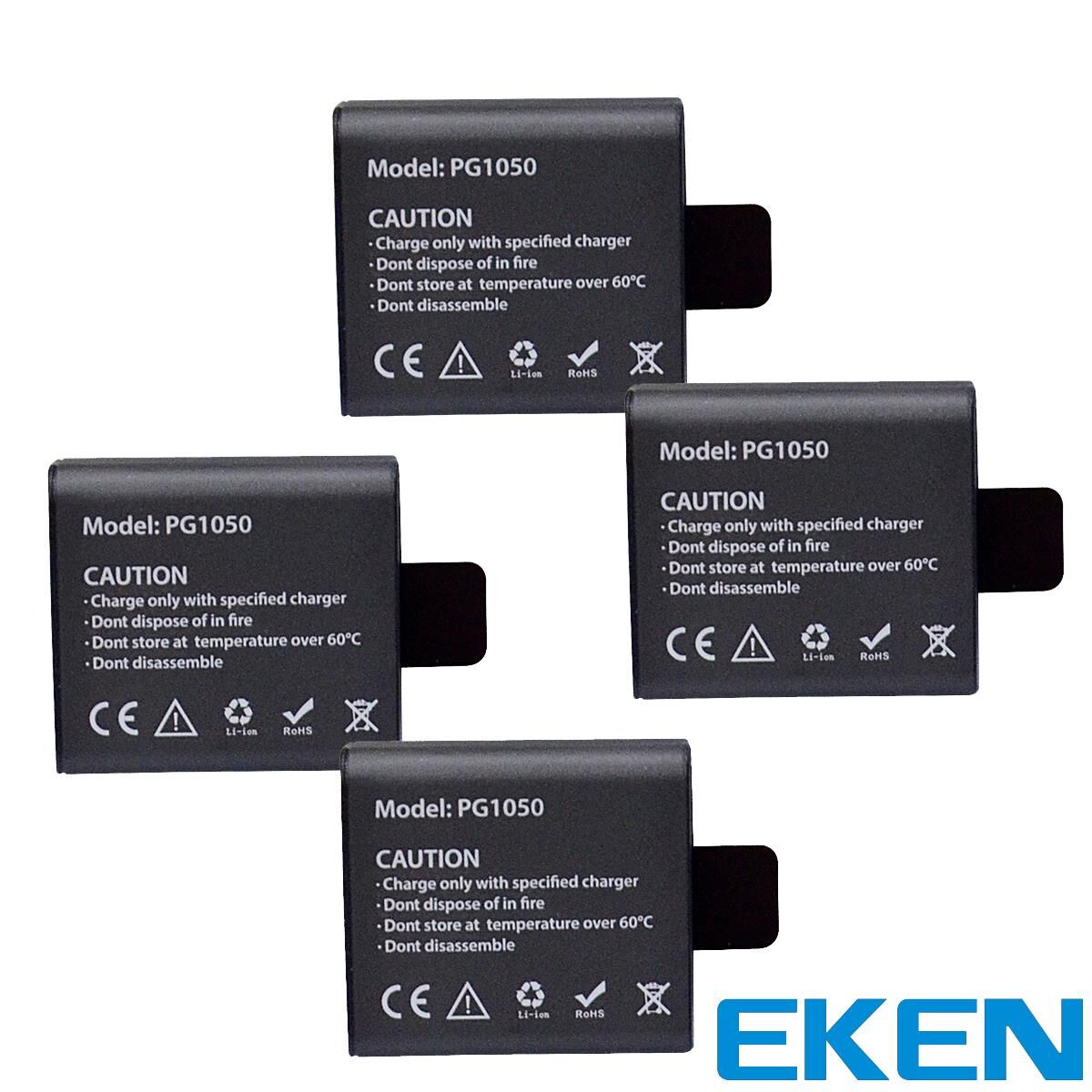 Eken H9R Aksiyon Kamera Uyumlu 4 Adet PG1050 Batarya Pil Seti