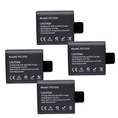 Eken H9R Aksiyon Kamera Uyumlu 4 Adet PG1050 Batarya Pil Seti