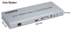 Gplus FHDVW242 2x2 Video Wall Controller Duvar Ekran Genişletici Switch