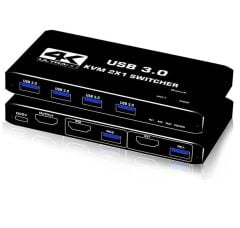 Gplus 4KVM421 KVM Switch 2x1 HDMI 4K USB 3.0 HDCP 2.3 HDR10 EDID