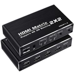 Gplus 4KMX222 2x2 Matrix Switch Splitter HDMI 2.0 4K 2160P HDR