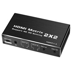 Gplus 4KMX222 2x2 Matrix Switch Splitter HDMI 2.0 4K 2160P HDR
