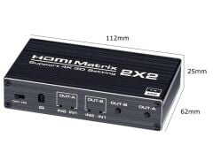 Gplus 4KMX222 2x2 Matrix Switch Splitter HDMI 2.0 4K 2160P HDR