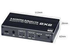Gplus 4KMX222 2x2 Matrix Switch Splitter HDMI 2.0 4K 2160P HDR