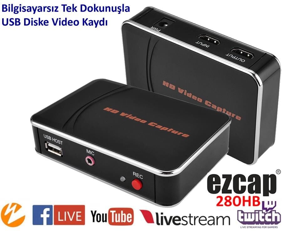 Ezcap280HD HDMI Video Capture Recorder Full HD 1080P Bilgisayarsız Oyun Kaydedici