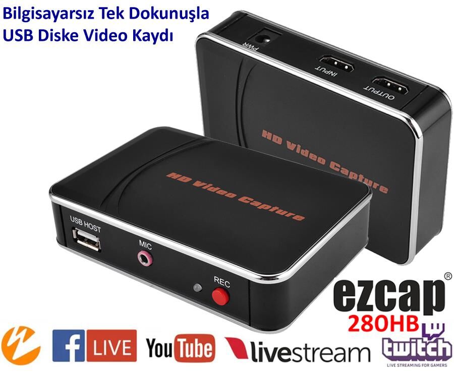 Ezcap280HD HDMI Video Capture Recorder Full HD 1080P Bilgisayarsız Oyun Kaydedici