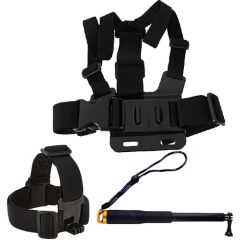 Gplus Teleskopik Kademeli Monopod Kafa Bandı Göğüs Kemeri 4lü Set