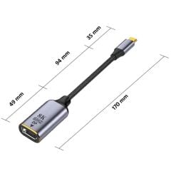 Gplus 8KCDP01 8K Ultra HD 60 Hz Type-C to DP Display Port Çevirici 8K 4320P HDR VRR QMS DP Çevirici