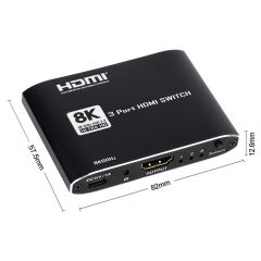 Gplus 4K321M 3 Port HDMI 2.0 4K 60Hz HDR HDCP 2.2  EDID CEC Metal Switch