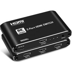 Gplus 8K321 3 Port 8K HDMI 2.1 8K 60Hz 4K 120Hz 1080P 240 Hz HDR 10 HDCP 2.3 EDID CEC Destekli Metal Switch