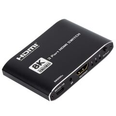 Gplus 8K321 3 Port 8K HDMI 2.1 8K 60Hz 4K 120Hz 1080P 240 Hz HDR 10 HDCP 2.3 EDID CEC Destekli Metal Switch