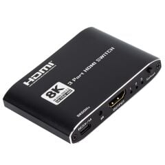 Gplus 8K321 3 Port 8K HDMI 2.1 8K 60Hz 4K 120Hz 1080P 240 Hz HDR 10 HDCP 2.3 EDID CEC Destekli Metal Switch