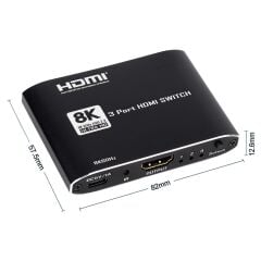 Gplus 8K321 3 Port 8K HDMI 2.1 8K 60Hz 4K 120Hz 1080P 240 Hz HDR 10 HDCP 2.3 EDID CEC Destekli Metal Switch