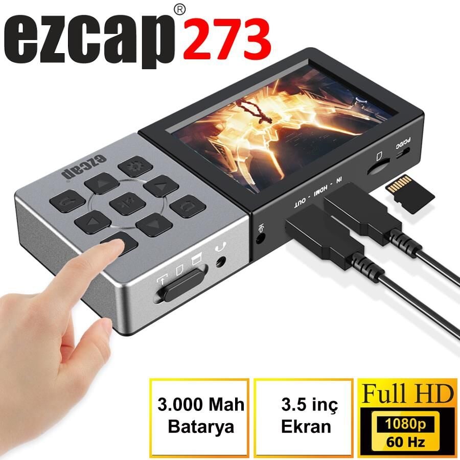 ezcap273 1080P 60Hz HDMI Video Recorder Portatif Video Kaydedici Capture Switch Hub