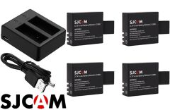 Sjcam 4 Adet Kamera Bataryası ve Çiftli Pil Şarj Cihazı 6 Parça Set