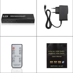 Gplus 4K421A 4 Port 4K HDMI 2.0 HDCP ARC Ses Ayrıştırıcılı Switch