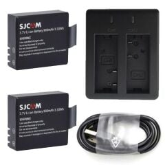 Orjinal SJCAM 2 Adet Yedek Batarya ve Çiftli USB Şarj İstasyonu