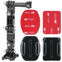 Gplus GP15VKY 6 Parça Aksiyon Kamera Uyumlu Flat Düz Zemin Oval Kavisli Yüzey Vidalı 4 Yollu Hızlı Tak 3M Yapışkan Uzatma Motor Kask Bağlantı Seti