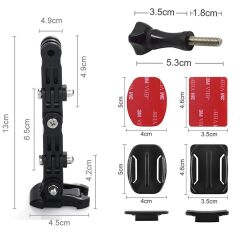 Gplus GP15VKY 6 Parça Aksiyon Kamera Uyumlu Flat Düz Zemin Oval Kavisli Yüzey Vidalı 4 Yollu Hızlı Tak 3M Yapışkan Uzatma Motor Kask Bağlantı Seti