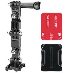 Gplus GP15VK 4 Parça Aksiyon Kamera Uyumlu Oval Zemin Kavisli Yüzey Vidalı 4 Yollu 13 cm Hızlı Tak 3M Yapışkanlı Uzatma Motor Kask Bağlantı Seti