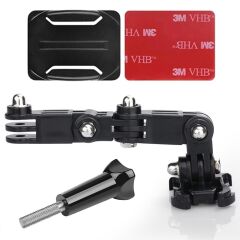 Gplus GP15VK 4 Parça Aksiyon Kamera Uyumlu Oval Zemin Kavisli Yüzey Vidalı 4 Yollu 13 cm Hızlı Tak 3M Yapışkanlı Uzatma Motor Kask Bağlantı Seti