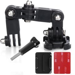 Gplus GP15VK 4 Parça Aksiyon Kamera Uyumlu Oval Zemin Kavisli Yüzey Vidalı 4 Yollu 13 cm Hızlı Tak 3M Yapışkanlı Uzatma Motor Kask Bağlantı Seti
