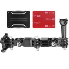 Gplus GP15VK 4 Parça Aksiyon Kamera Uyumlu Oval Zemin Kavisli Yüzey Vidalı 4 Yollu 13 cm Hızlı Tak 3M Yapışkanlı Uzatma Motor Kask Bağlantı Seti