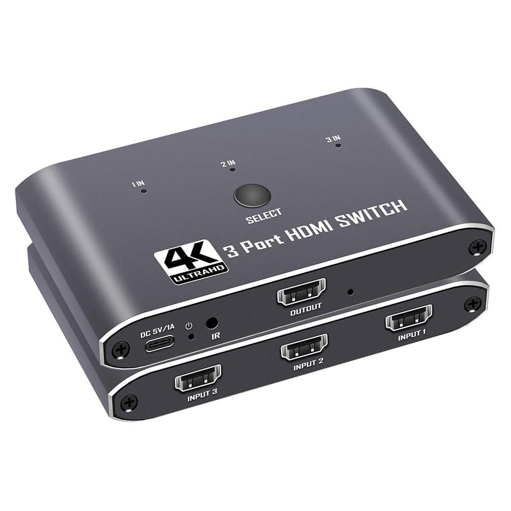 Gplus 4K321M 3 Port HDMI 2.0 4K 60Hz HDR HDCP 2.2  EDID CEC Metal Switch