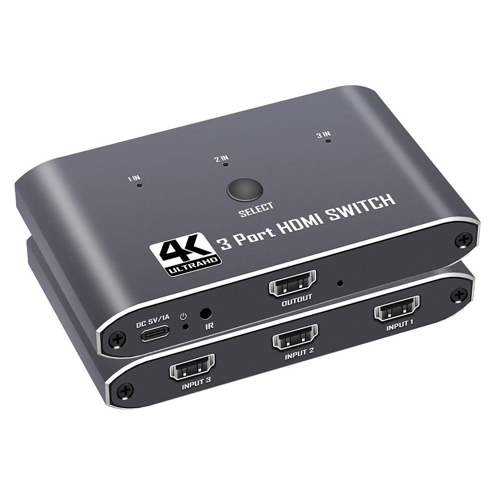 Gplus 4K321M 3 Port HDMI 2.0 4K 60Hz HDR HDCP 2.2  EDID CEC Metal Switch