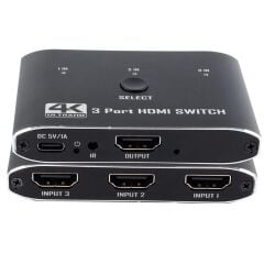 Gplus 4K321M 3 Port HDMI 2.0 4K 60Hz HDR HDCP 2.2  EDID CEC Metal Switch