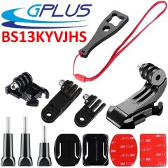 Gplus BS13KYVJHS 13 Parça Oval Eğimli Yüzey ve Flat Düz Zemin Hızlı Tak J-Hook 3 Yollu Aksiyon Kamera Uyumlu 3M Yapışkan Motor Kask Bağlantı Seti