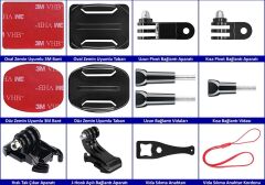 Gplus BS13KYVJHS 13 Parça Oval Eğimli Yüzey ve Flat Düz Zemin Hızlı Tak J-Hook 3 Yollu Aksiyon Kamera Uyumlu 3M Yapışkan Motor Kask Bağlantı Seti