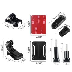 Gplus BS09KVJH 9 Parça Oval Zemin Kavisli Yüzey Vidalı J-Hook Hızlı Tak 3 Yollu Aksiyon Kamera Uyumlu 3M Yapışkanlı Motor Kask Bağlantı Seti