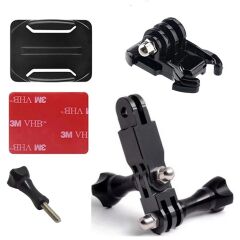 Gplus BS08KVH 8 Parça Oval Zemin Kavisli Yüzey Vidalı Hızlı Tak 3 Yollu Aksiyon Kamera Uyumlu 3M Yapışkan Motor Kask Bağlantı Seti