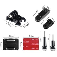 Gplus BS08KVH 8 Parça Oval Zemin Kavisli Yüzey Vidalı Hızlı Tak 3 Yollu Aksiyon Kamera Uyumlu 3M Yapışkan Motor Kask Bağlantı Seti