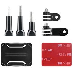 Gplus BS07KV 7 Parça Oval Zemin Kavisli Yüzey Vidalı 3 Yollu Aksiyon Kamera Uyumlu 3M Yapışkan Motor Kask Bağlantı Seti