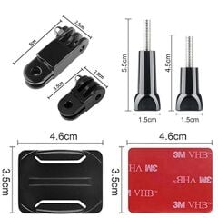Gplus BS06K 6 Parça Oval Zemin Kavisli Yüzey 3 Yollu Aksiyon Kamera Uyumlu 3M Yapışkanlı Motor Kask Bağlantı Seti