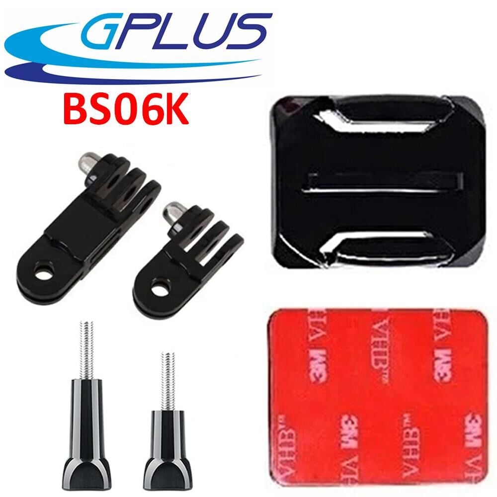 Gplus BS06K 6 Parça Oval Zemin Kavisli Yüzey 3 Yollu Aksiyon Kamera Uyumlu 3M Yapışkanlı Motor Kask Bağlantı Seti