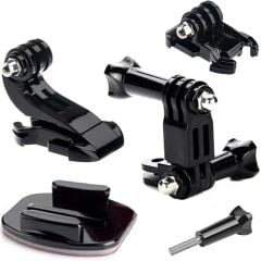 Gplus BS09YVJH 9 Parça Flat Zemin Düz Yüzey Vidalı J-Hook Açılı Hızlı Tak 3 Yollu Aksiyon Kamera Uyumlu 3M Yapışkanlı Motor Kask Bağlantı Seti