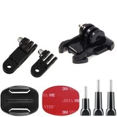 Gplus BS08YVH 8 Parça Flat Zemin Düz Yüzey Vidalı Hızlı Tak 3 Yollu Aksiyon Kamera Uyumlu 3M Yapışkan Motor Kask Bağlantı Seti