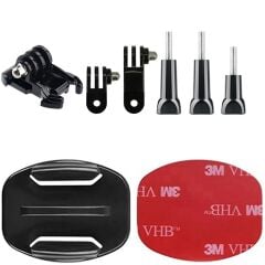 Gplus BS08YVH 8 Parça Flat Zemin Düz Yüzey Vidalı Hızlı Tak 3 Yollu Aksiyon Kamera Uyumlu 3M Yapışkan Motor Kask Bağlantı Seti
